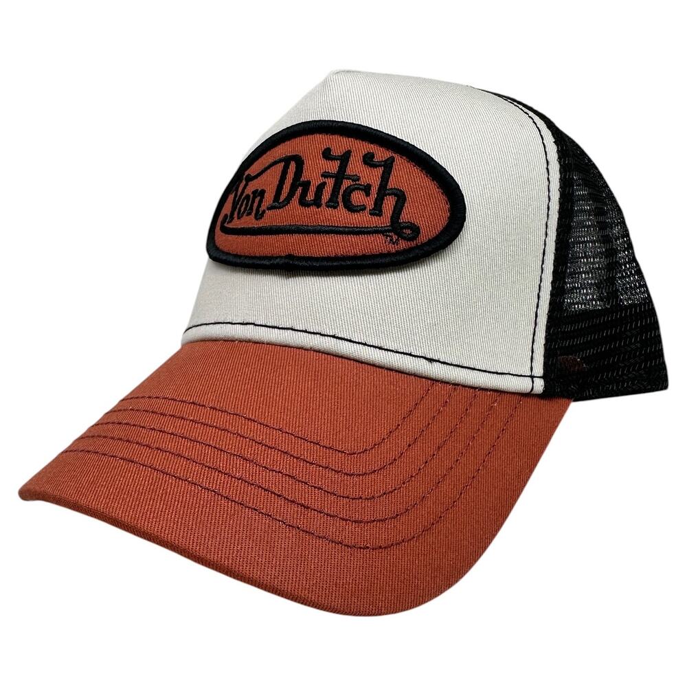 Von Dutch Trucker Hat Burnt Orange Embroidered Patch Snapback Cap